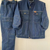 春秋纯棉加补丁牛仔工作服套装 男加厚耐磨焊工防烫电工电网劳保服