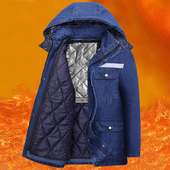 加绒牛仔焊工工作服棉袄棉裤 加厚 冬季 套装 劳保服电焊外套棉服男装