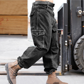 工作裤 子 宽松加厚耐磨焊工工作裤 男纯棉电焊专用防烫劳保裤 牛仔裤