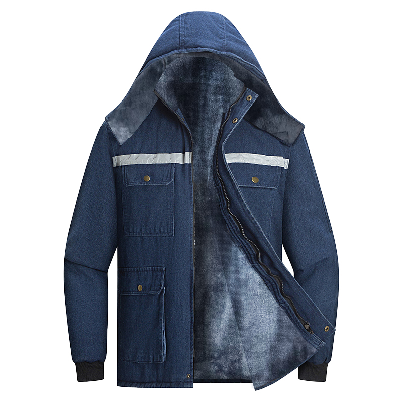 牛仔焊工工作服套装冬季加厚加绒