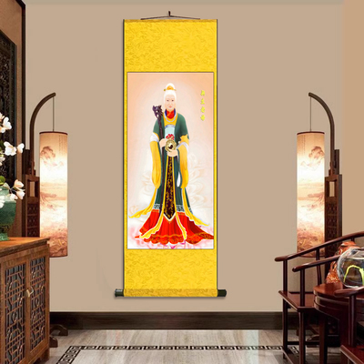 无生老母 丝绸卷轴装饰挂画道场供奉无极神像卷轴挂画娘娘神像