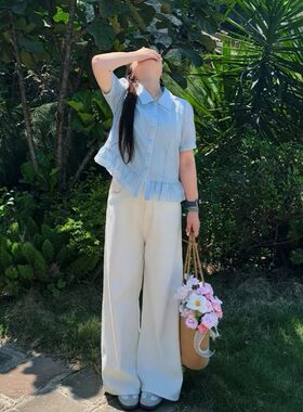 拉夏伊品大码牛仔裤女胖mm显瘦高