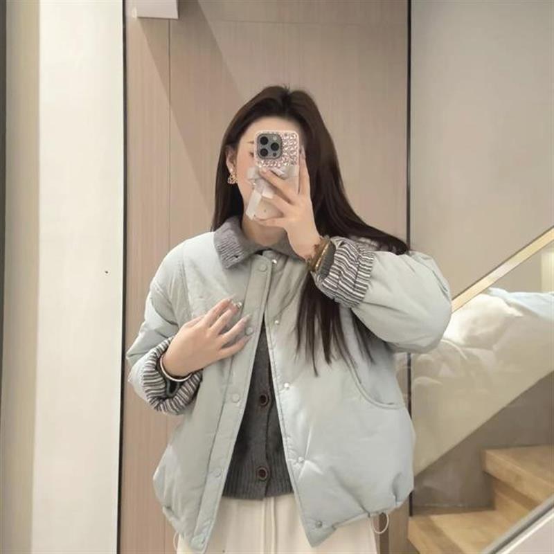 棉衣女冬季新款棉服女加绒加厚百搭圆领外套韩系保暖宽松棉袄上衣