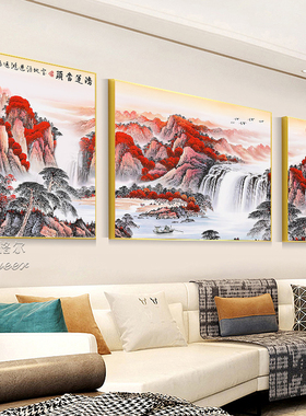 画世纪客厅新中式是山水画晶瓷面