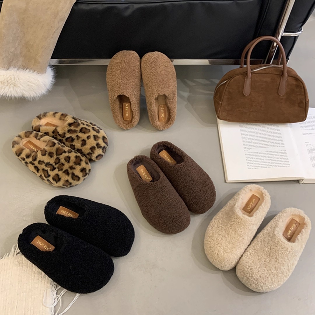 羊羔毛毛拖鞋女外穿懒人包头毛绒