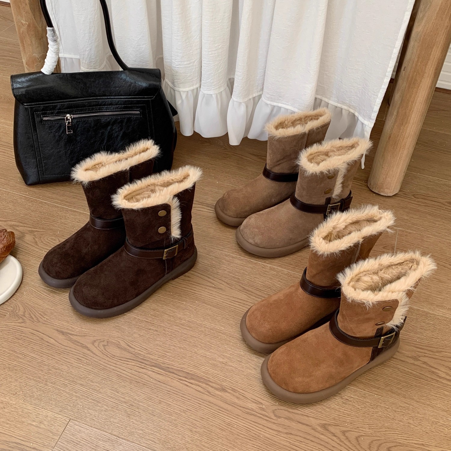 真皮兔毛2025新款厚底保暖雪地靴