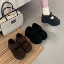 小个子+7CM内增高加绒勃肯鞋玛丽珍厚底超火毛毛鞋女秋冬保暖棉鞋