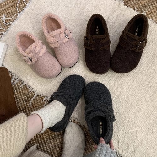 毛毛鞋女一脚蹬加绒豆豆鞋2025