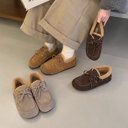 真皮厚底内增高加绒保暖勃肯鞋女