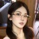 2026新款 潮复古高清御姐感素颜眼镜女无框切边金属 防蓝光眼镜时尚