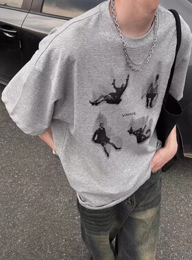 cleanfit重磅时尚短袖t恤男2026夏季新款设计感美式潮牌灰色上衣