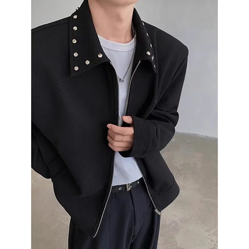 解构垫肩金属铆钉短款外套男春秋美式高街潮牌痞帅飞行员工装夹克,男装,夹克,淘宝优惠券,粉丝福利购,淘宝优惠卷