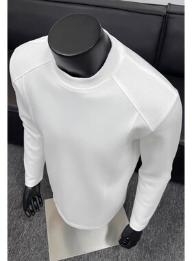 270g曼巴棉cleanfit美式解构拼接长袖t恤男秋季宽松圆领套头卫衣