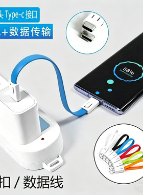 60W充电宝专用短数据线双typec口手机挂绳充电线适用苹果15/16华为小米快充电器超短20cm闪充便携迷你短款Pro