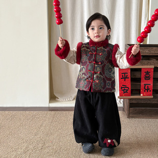 男童套装冬装新款加厚儿童外套灯笼裤男宝衣服