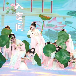 入莲间女童舞蹈服儿童戏莲池上道具中国舞飘逸纱衣古典舞表演服装