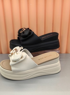 香香莉30515坡跟一字拖高跟拖鞋女厚底外穿时尚仙女风休闲2025夏