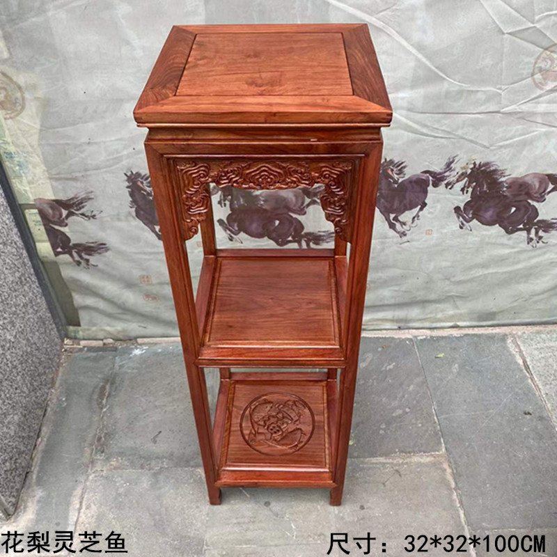 实木花几红木花架鸡翅木花梨木客厅多层盆景架花架仿古架置物架
