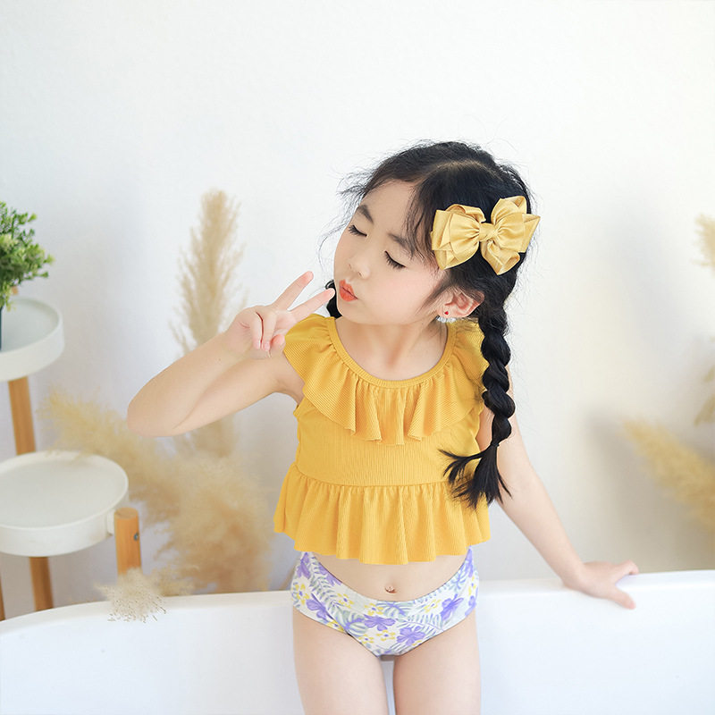 韩国儿童泳衣女童2026年新款分体荷叶飞边小孩宝宝游泳衣泳装婴童