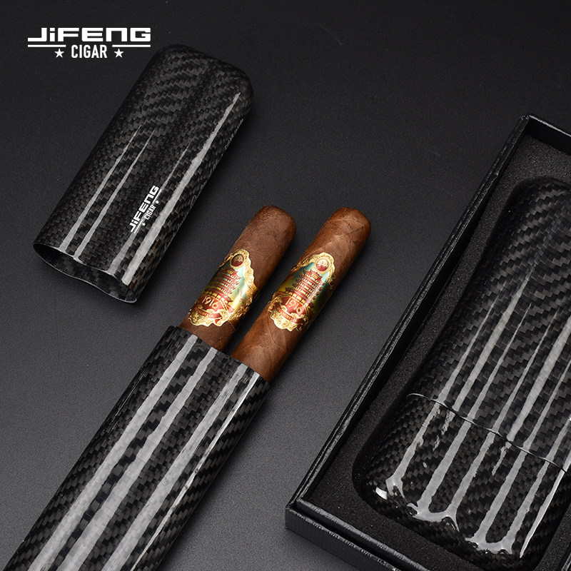 JIFENG季风两三支装恒保湿套烟盒送礼品超轻坚硬碳纤维雪茄便携管