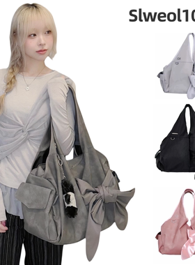 韩国新款siweol107允真同款蝴蝶结托特包大容量单肩手提腋下包女