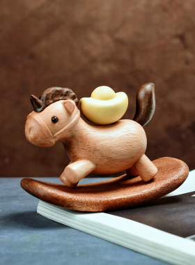 实木摇摇马摆件家居装饰品创意礼品送礼佳品