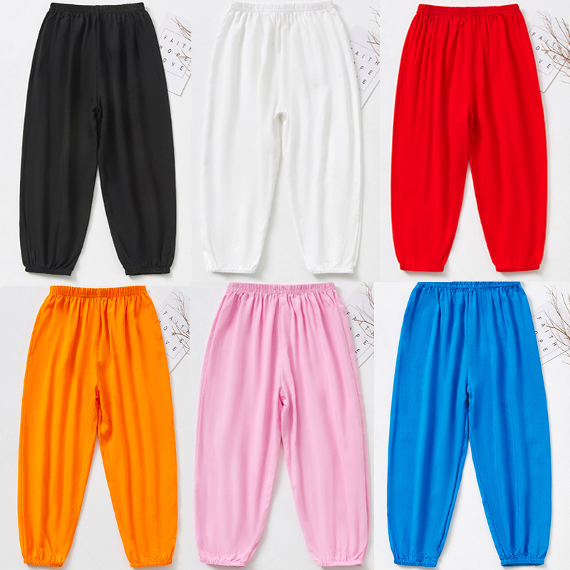 宝宝防蚊儿童灯笼裤男女童宽松长裤超薄款绵绸空调成人棉睡裤夏季