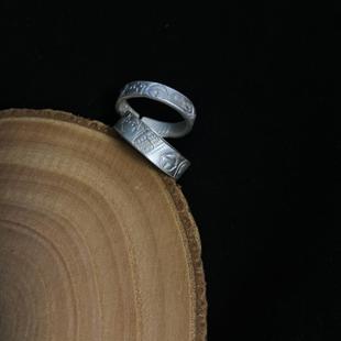 吉言戒指足银手工银饰刻字开运平安开口闭口定制尺寸999纯银男女