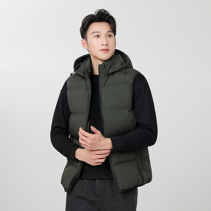 男士秋冬季休闲时尚百搭加厚马甲男可脱卸帽子外穿棉衣马甲