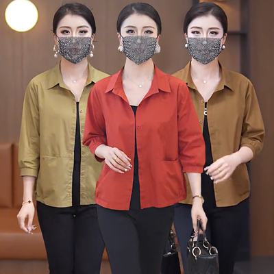 2026新款七分袖衬衫妈妈洋气上衣