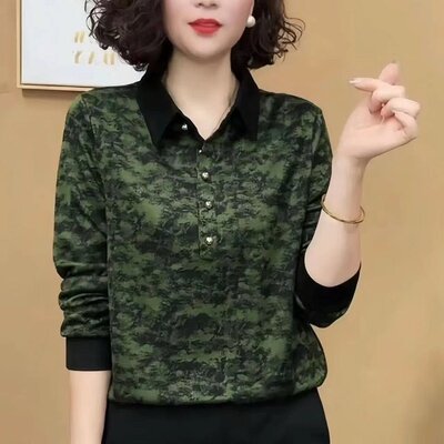 妈妈装洋气碎花拉链休闲宽松长袖