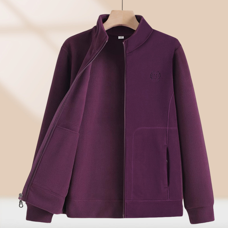 中老年人摇粒绒外套妈妈立领卫衣