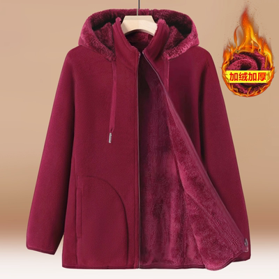 可拆卸连帽摇粒绒外套秋装抓绒衣