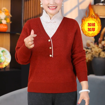 2025新款国风加绒加厚毛衣保暖衣