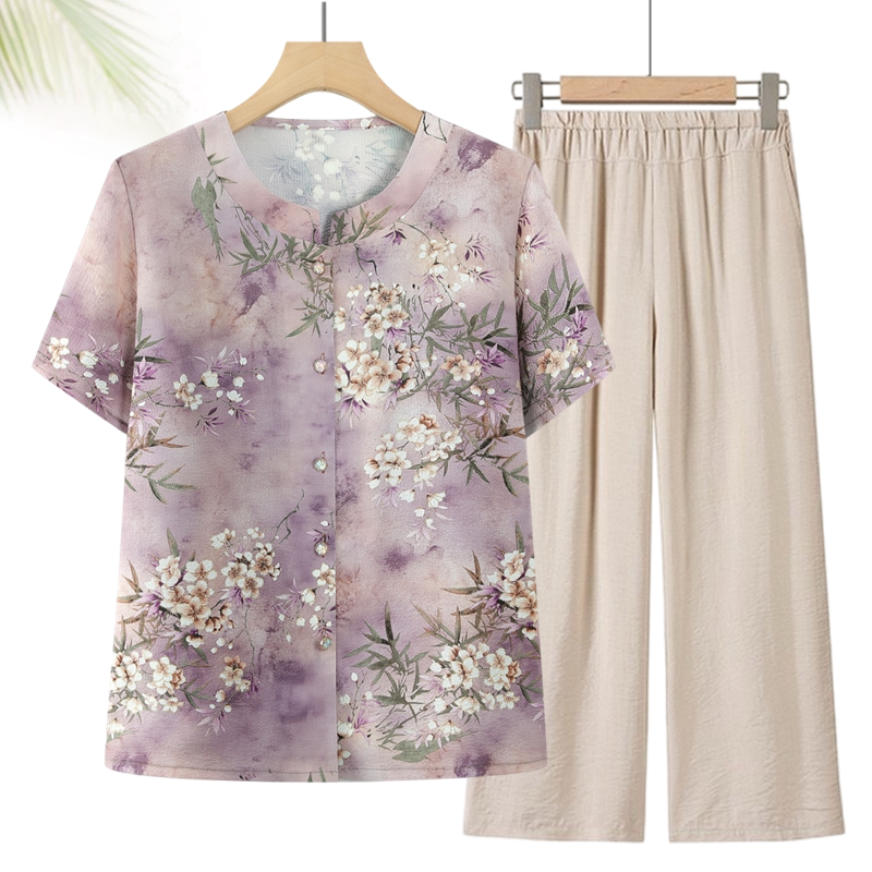 中老年人夏装套装冰丝衣服裤子