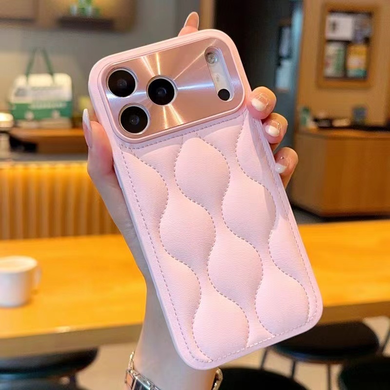 适用于iPhone17ProMax手机壳苹果16plus保护套葫芦纹小香风Air软后盖16e素皮气垫15pr金属镜头14简约男女奢华