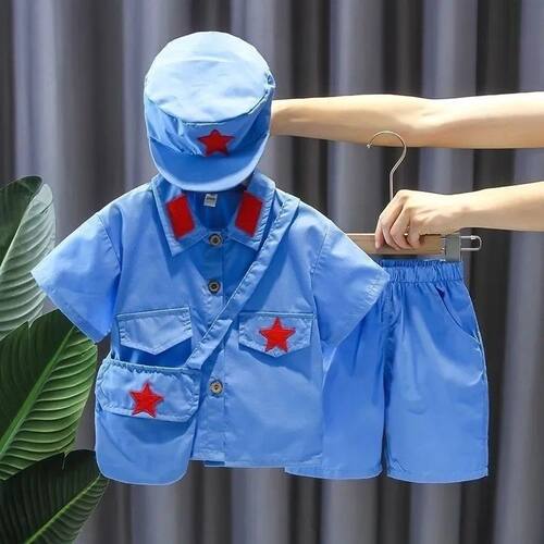 红军演出服男童军装解放军衣服儿童春秋八路军战士合唱表演服套装