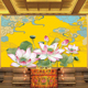 佛堂金色莲花荷花壁画祥云绸缎佛道仙背景墙纸墙布寺庙禅房墙布