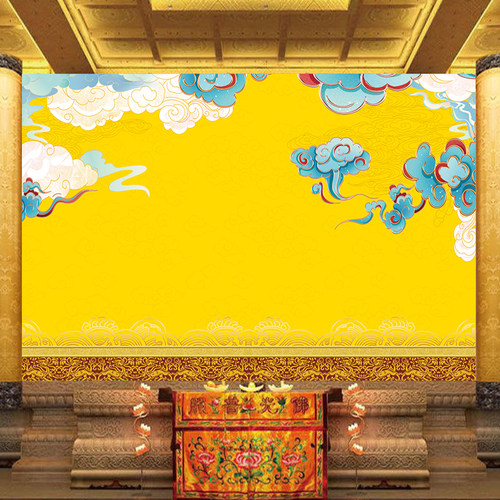 祥云绸缎佛道仙背景墙纸