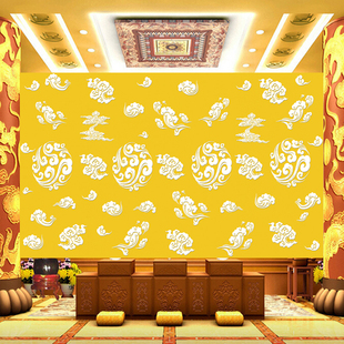 中式祥云图背景墙纸祥云浮雕客厅禅房寺庙装饰壁画仙道佛堂壁纸