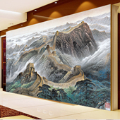 万里长城雄风国画背景墙纸龙抬头靠山风水壁画酒店办公室茶室壁纸