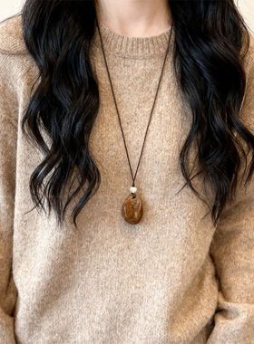 复古项链女款2026新款毛衣项链配饰长款吊坠项链美拉德新中式项链