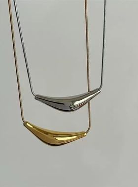 冷淡风几何三角弯管圆弧项链欧美ins风小众设计金色锁骨颈链