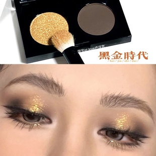 纸醉金迷黑金烟熏！鎏金双色眼影盘金色黑色芭比粉亮片眼影烟熏盘