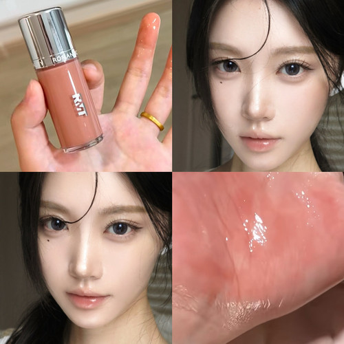 天选美女口水色！罗小曼碎光唇釉镜面水光唇蜜裸色亚裔口红01