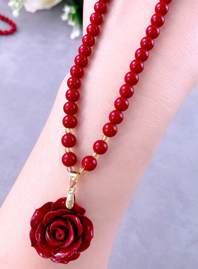 天然原矿朱砂项链高含量紫金砂塔链妈妈锁骨链挂件女友闺蜜礼物