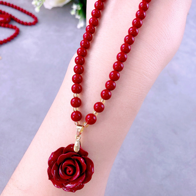 天然原矿朱砂项链高含量紫金砂塔链妈妈锁骨链挂件女友闺蜜礼物