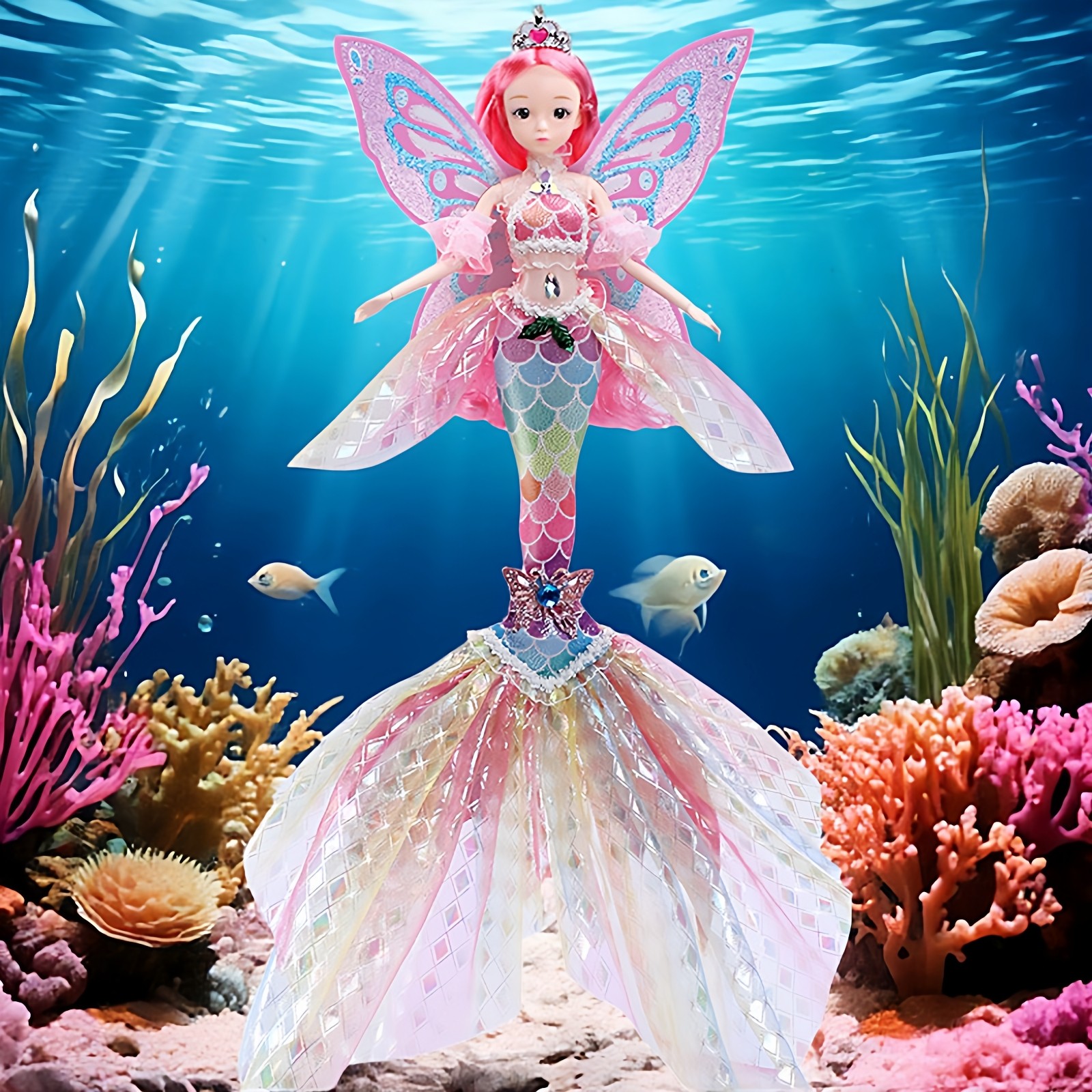 雪莉女孩美人鱼娃娃套装音乐灯光仿真超大号玩偶新年儿童节日礼物