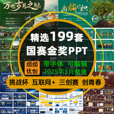 国赛金奖PPT模板大学三创新创业大赛比赛作品互联网挑战杯创青春