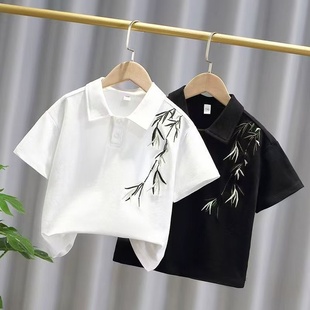 男女童洋气T恤纯棉新中式 2025新款 POLO衫 儿童夏季 国风翻领潮t 短袖